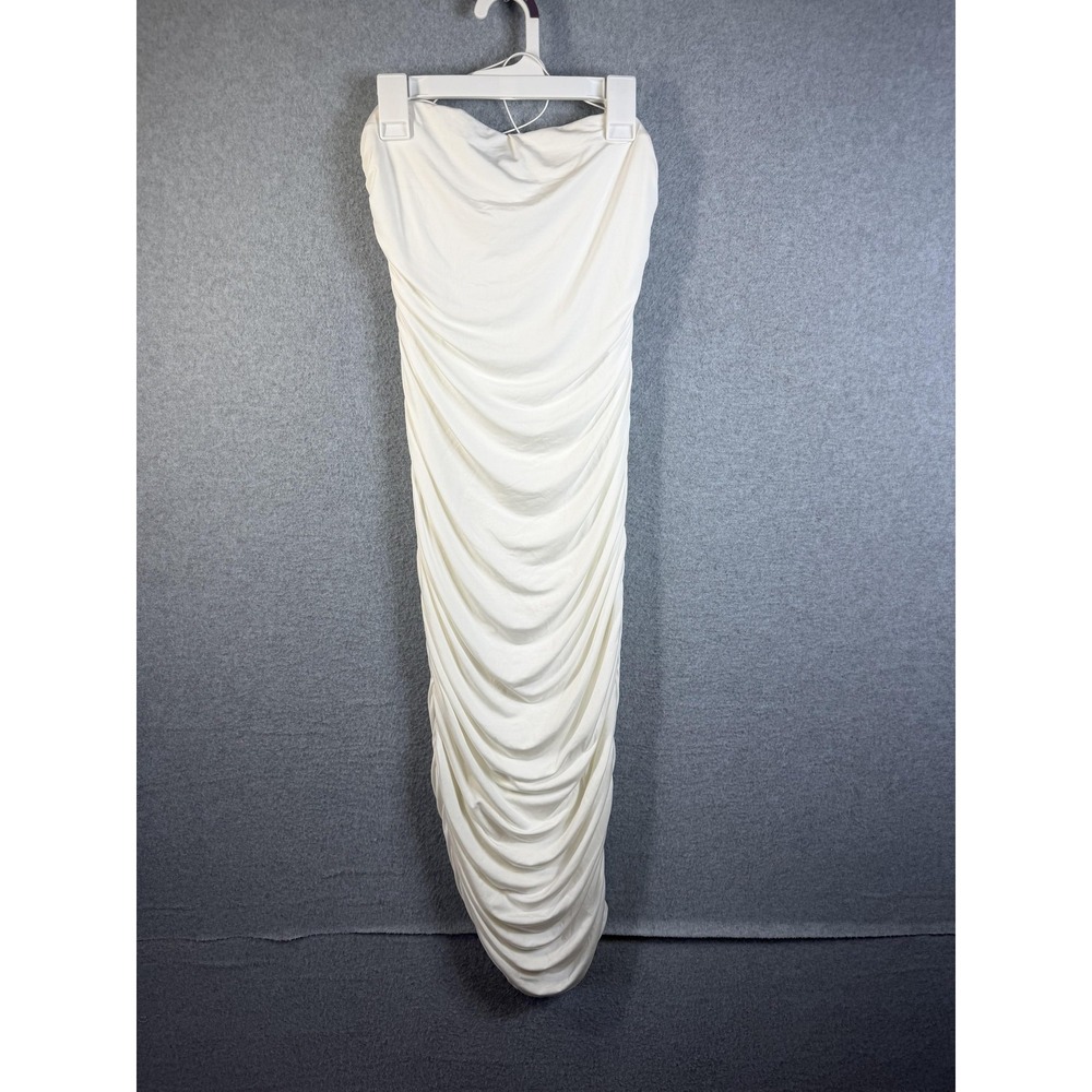 Windsor Dress Womens Medium White Ruched Strapless Bodycon Maxi Evening Party
